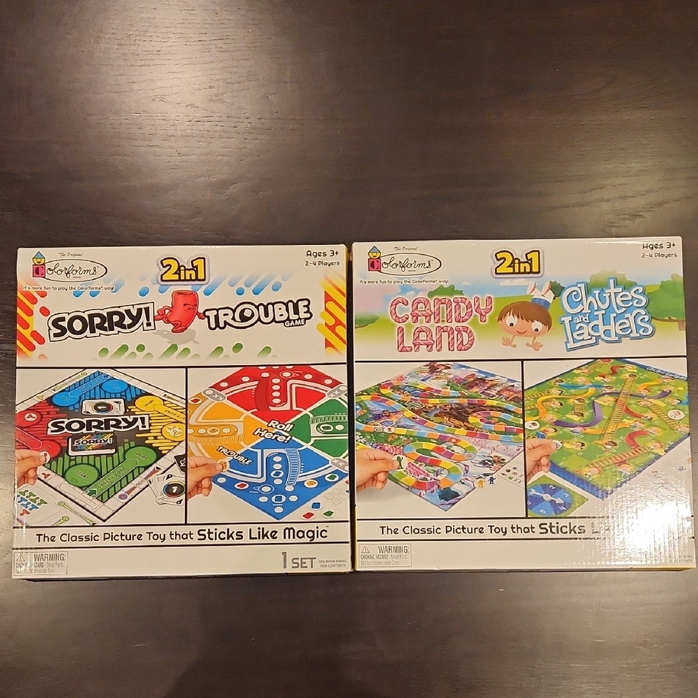 2-in-1 Kids Board Game Set.  2 Boxes 4 Games, NIB